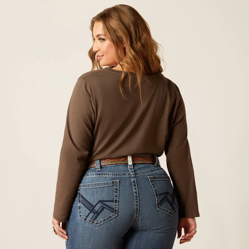 Ariat Women's Flora Long Sleeve T-Shirt - Banyan Bark-2